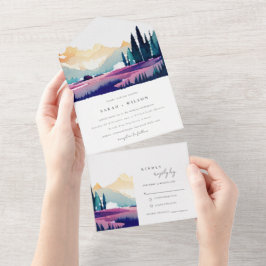 Bergland Lilac Fields Landschaft Hochzeit All In One Einladung