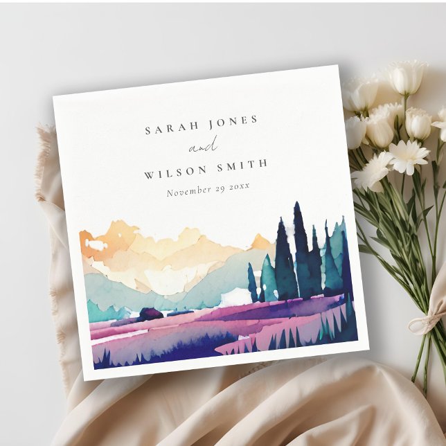 Bergland Lilac Fields Landschaft Hochzeit Serviette (Von Creator hochgeladen)