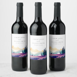 Bergland Lilac Fields Landschaft Hochzeit Weinetikett