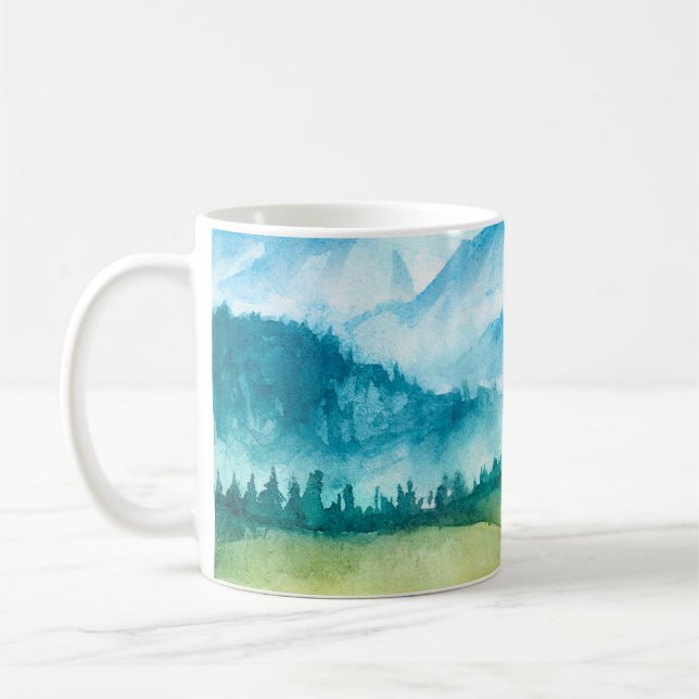 Berglandschaft. Aquarellbild. Kaffeetasse (Links)
