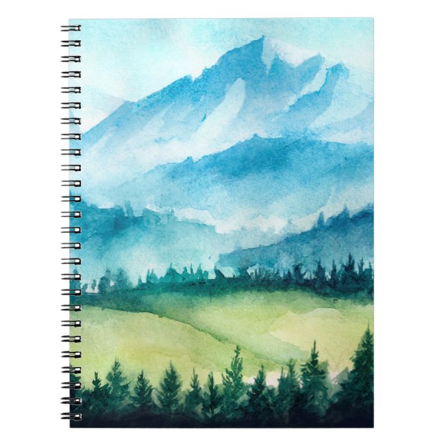 Berglandschaft. Aquarellbild. Notizblock (Vorderseite)