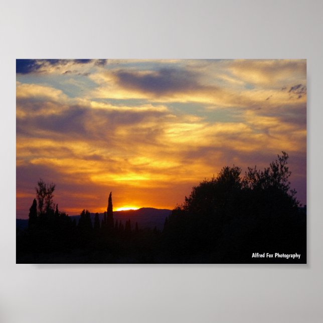 Berglandschaft bei Sonnenuntergang Poster (Vorne)