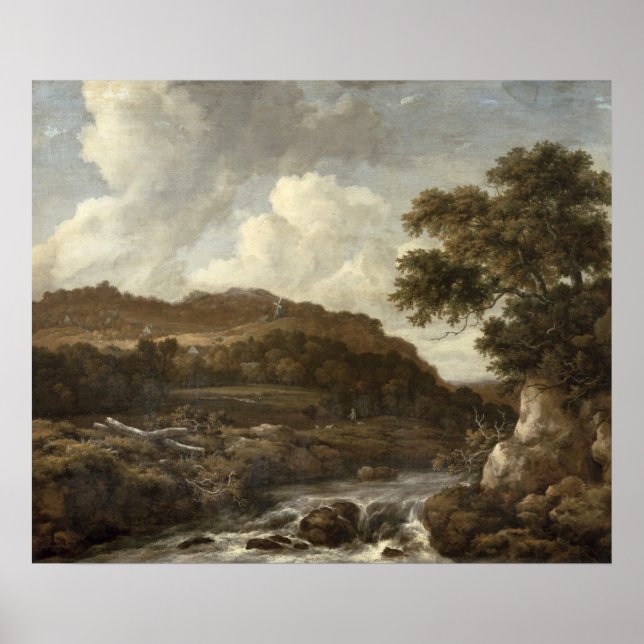 Berglandschaft bewaldet mit einem Torrent Poster (Vorne)