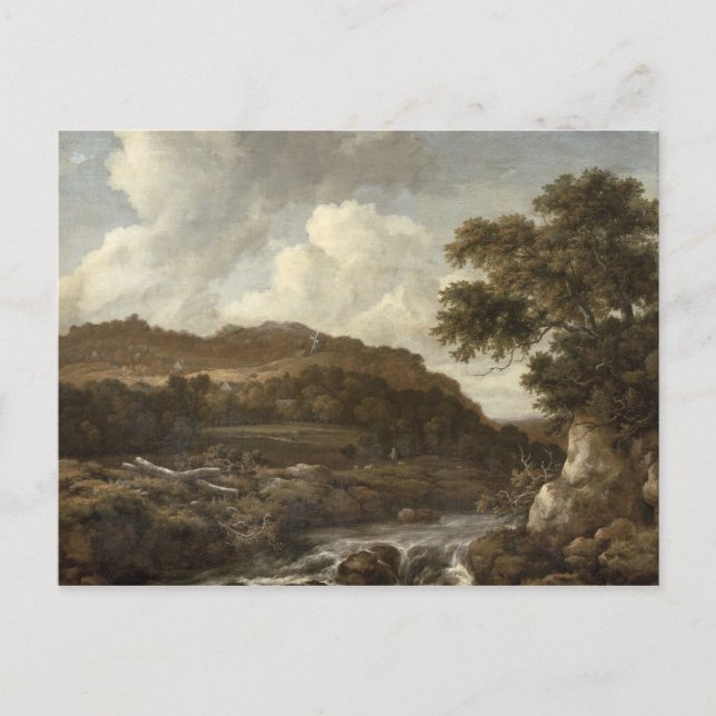 Berglandschaft bewaldet mit einem Torrent Postkarte (Vorderseite)