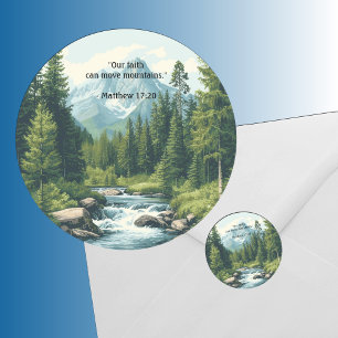 Berglandschaft Bibelvers Sage Runder Aufkleber