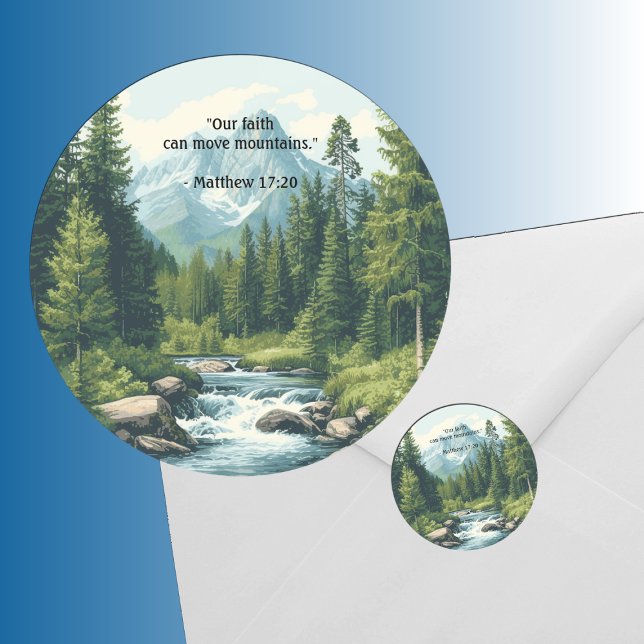 Berglandschaft Bibelvers Sage  Runder Aufkleber (Von Creator hochgeladen)
