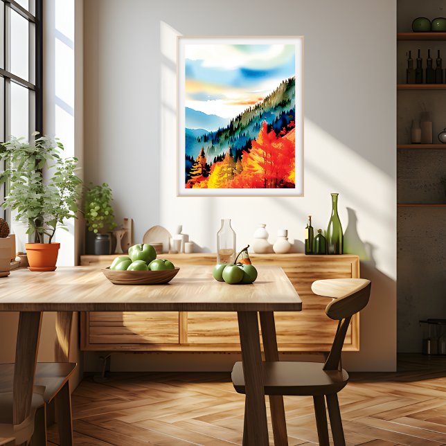 Berglandschaft Herbst Inspiriert Poster (Mountain Landscape Autumn Inspired Poster)