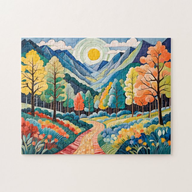 Berglandschaft Herbst Landschaft mit Pfad Puzzle (Horizontal)
