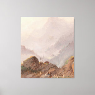 Berglandschaft in Tirol mit Gämsen, Johannes Leinwanddruck