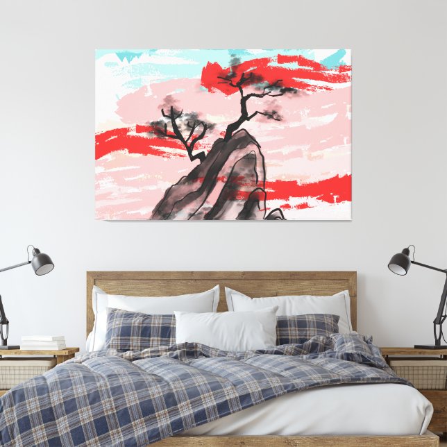 Berglandschaft mit Baumschatten Leinwanddruck (Insitu (Schlafzimmer))