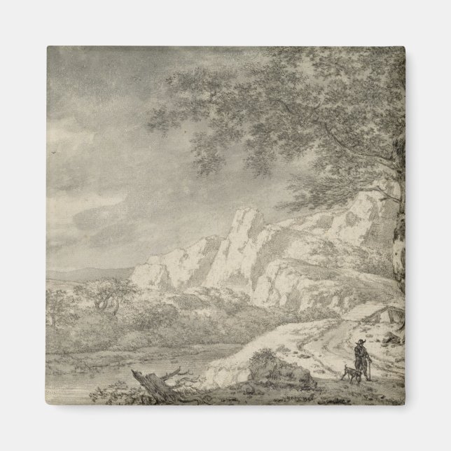 Berglandschaft mit einem Wanderer Magnet (Vorne)