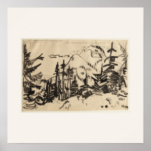 Berglandschaft mit Tannen - Kirchner Kunst Poster