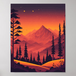 Berglandschaft Night Scene Wall Poster