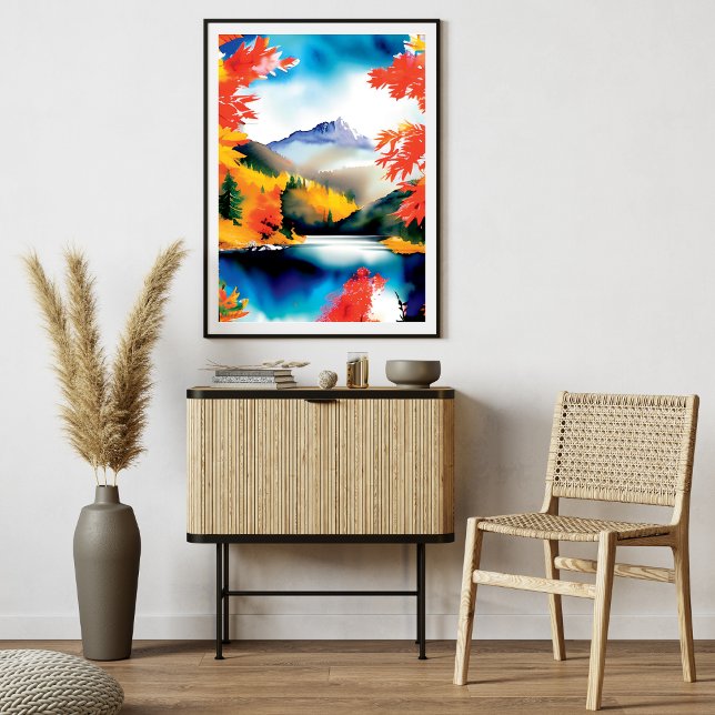 Berglandschaft Poster (Mountain Landscape Illustration Poster)