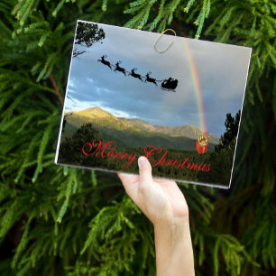 Berglandschaft Santa Weihnachten Regenbogen Gesche Karte