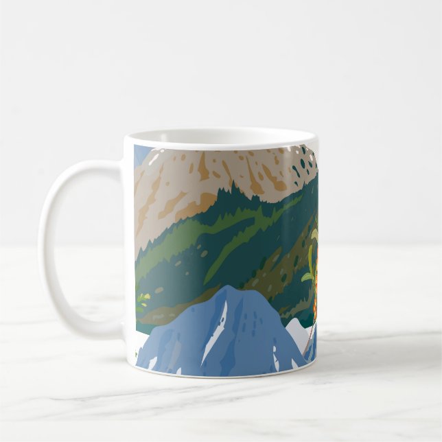 Berglandschaft und wilde Beere. Seamless-Vintag Kaffeetasse (Links)