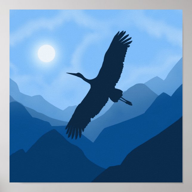 Berglandschaft. Vogelflug Poster (Vorne)