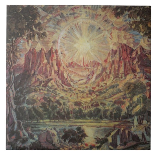 Berglandschaft (von Konstantin Bogaevsky) Fliese (Vorderseite)