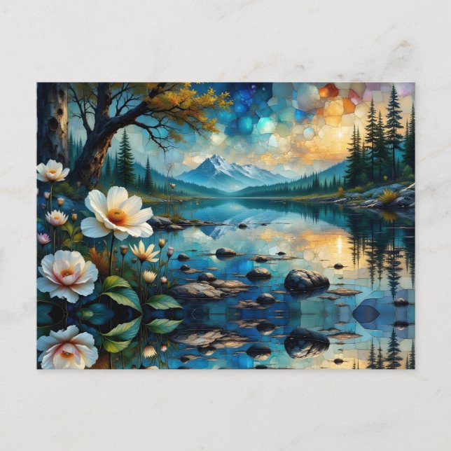 Berglandschaft Wasser Reflektion Postkarte (Vorderseite)