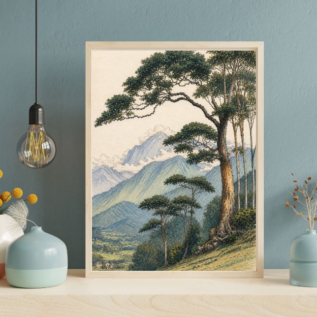 Berglandschaftskunst | Waldbaumdruck Poster (Von Creator hochgeladen)