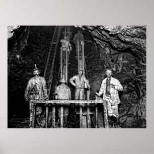 Bergleute arbeiten in der Bergwerksmine c. 1890 Poster