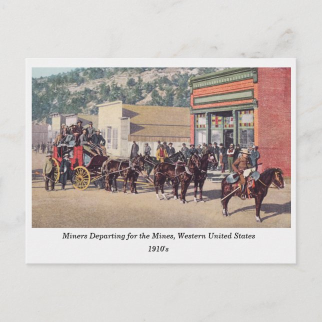 Bergleute auf Gezeichnet Wagen, Alt West, 1910er Postkarte (Vorderseite)