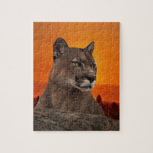 Berglöwe am Sonnenuntergang Puzzle