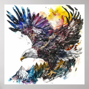 Bergmajestät Adler Aquarell Poster