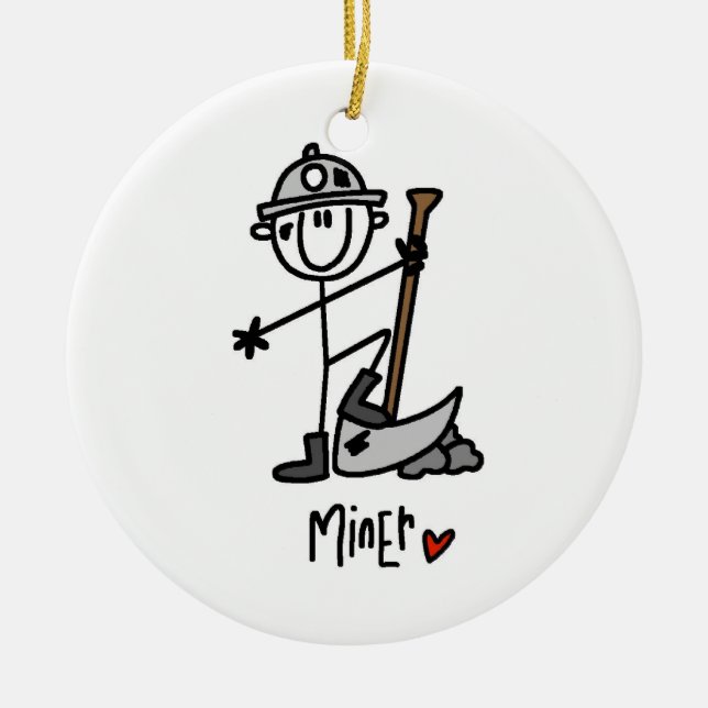 Bergmann-Strichmännchen Keramikornament (Vorne)