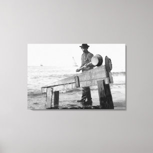 Bergmann-waschendes Gold in Alaska-Fotografie Leinwanddruck