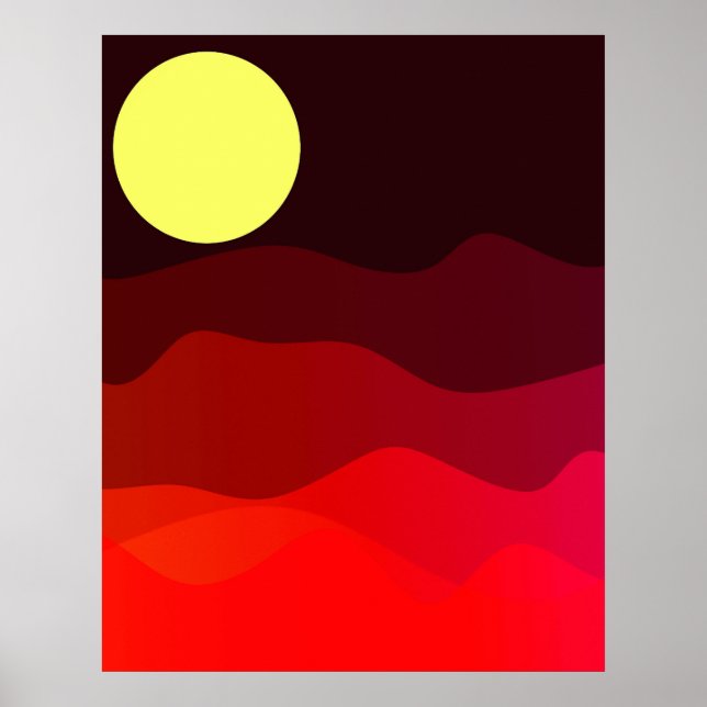 Bergmoon Landschaft Poster (Vorne)