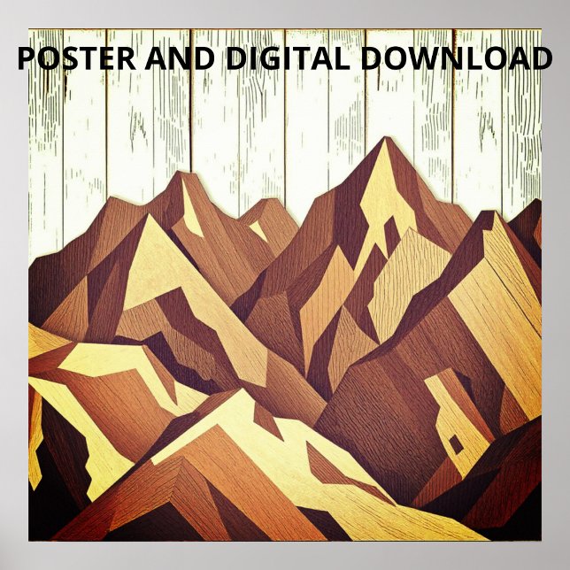 Bergpanorama auf rustikalem Holzboden Poster (Von Creator hochgeladen)