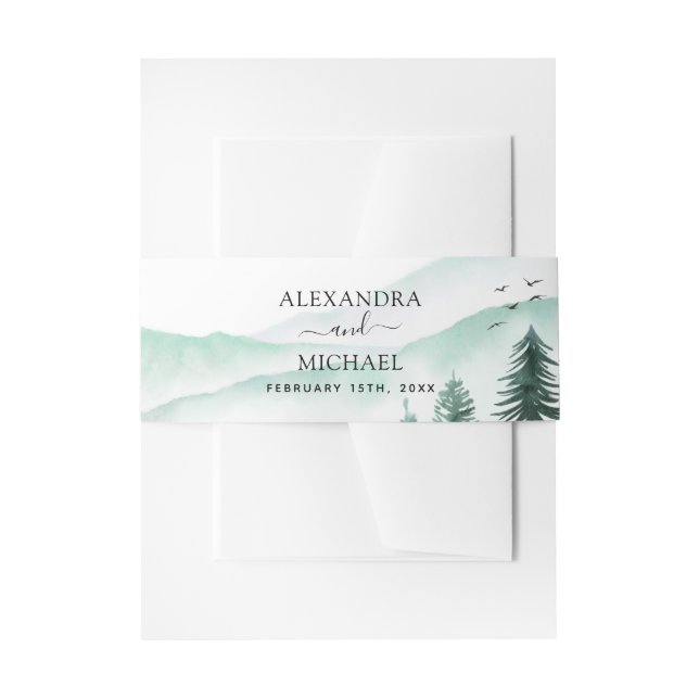 Bergregion Rustikale Hochzeit Einladungsbanderole (Vorderseite Beispiel)