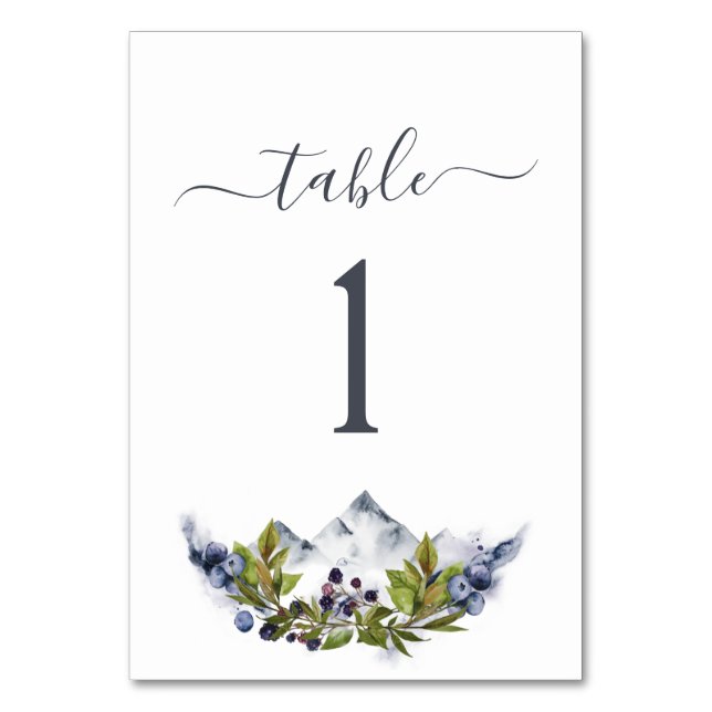 Bergregion Rustikale Hochzeit Tischnummer (Rückseite)