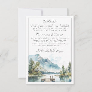 Bergsee-Aquarell-Wald-Bäume Datum speichern RSVP Karte