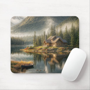 Bergsee Cabin mit Rowboat Mousepad