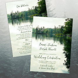 Bergsee-Details in einer Hochzeit Einladung