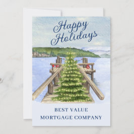 Bergsee-Dock Business Happy Holidays Card Ankündigung