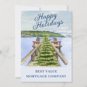 Bergsee-Dock Business Happy Holidays Card Ankündigung