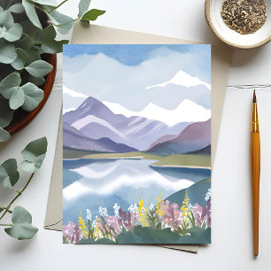 Bergsee Florale Aquarell-Landschaft Postkarte