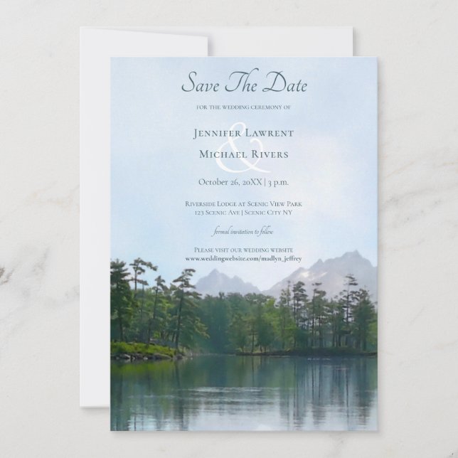 Bergsee - Hochzeit der rustikalen Natur Save The Date (Vorderseite)
