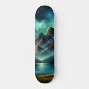 Bergsee/Hütte unter den Sternen Skateboard