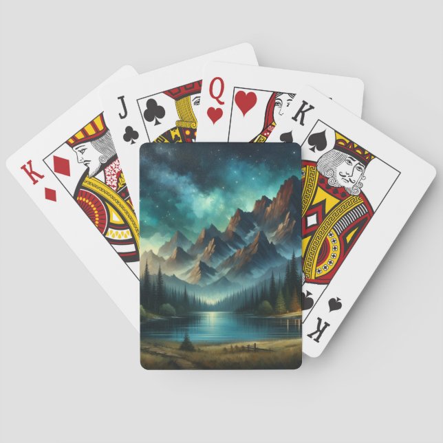 Bergsee/Hütte unter den Sternen Spielkarten (Rückseite)