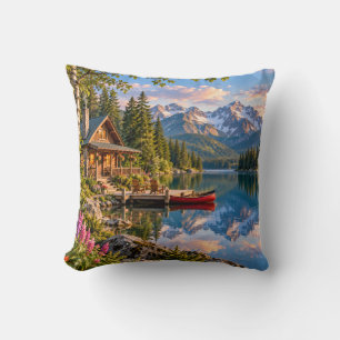 Bergsee-Hütten-Landschaft Kissen