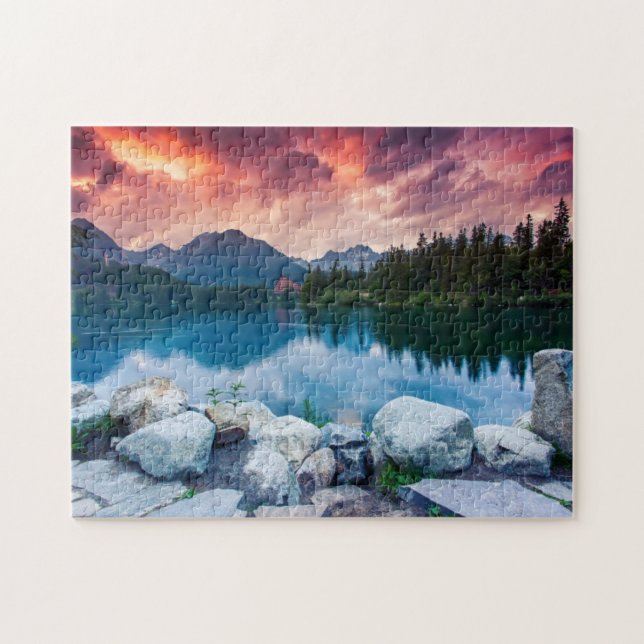 Bergsee im Nationalpark Hohe Tatra 2 Puzzle (Horizontal)