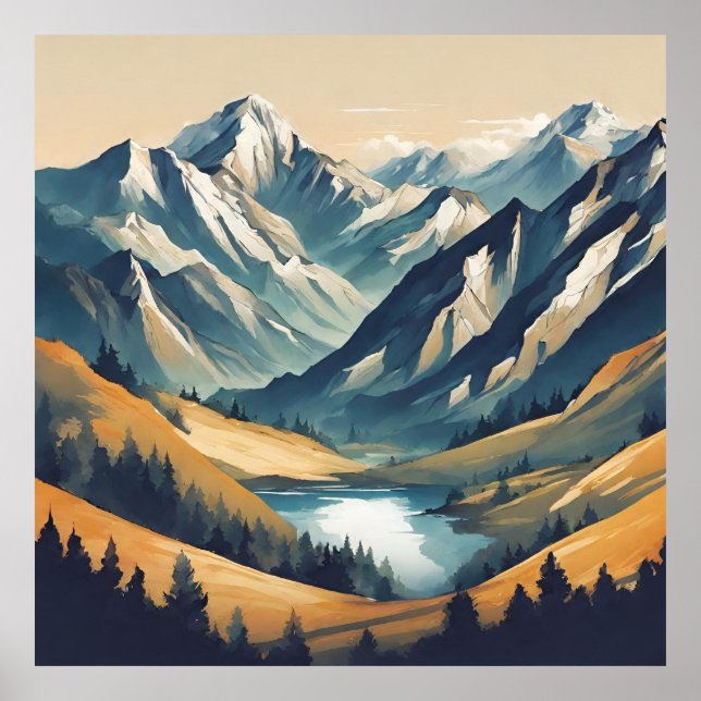 Bergsee Landschaft Poster (Vorne)