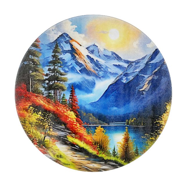 Bergsee: Landschaftliche Sicht Schneidebrett (Vorderseite)