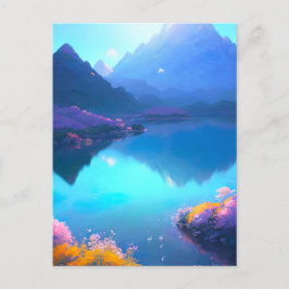 Bergsee mit blühenden Wildblumen Postkarte