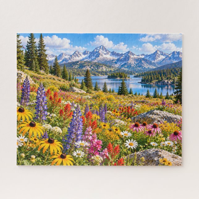 Bergsee mit Wildblumen Puzzle (Horizontal)