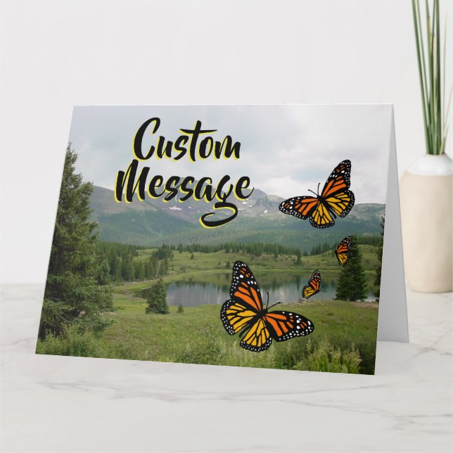 Bergsee Monarch Schmetterlinge Custom Card Karte (Vorderseite)